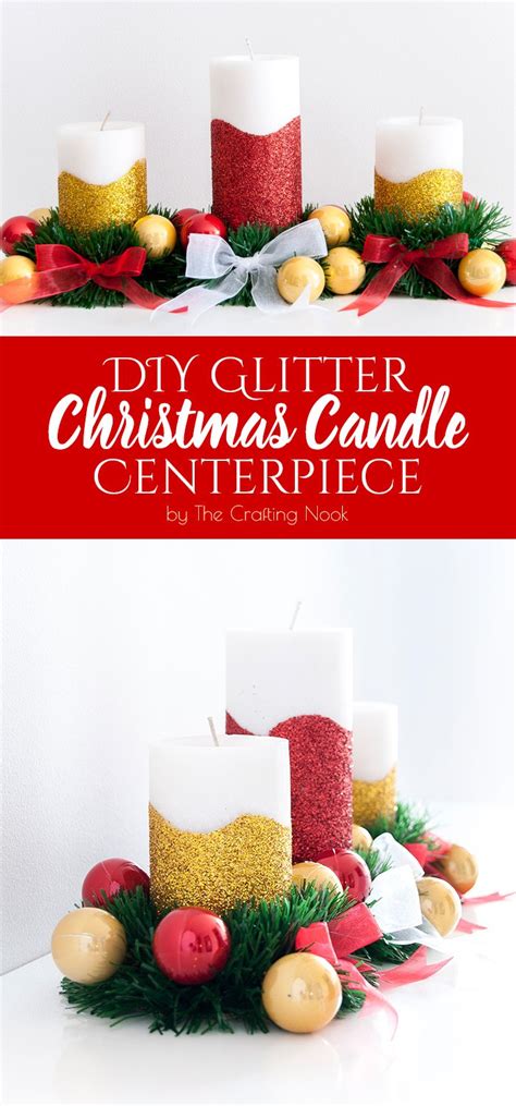 Diy Glitter Christmas Candle Centerpiece The Crafting