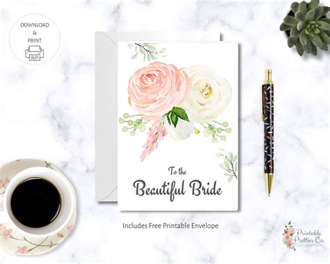 Printable Bridal Shower Card Wedding Greeting Card Download Etsy