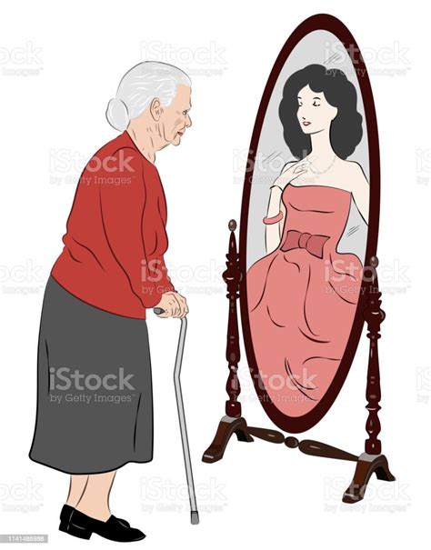 Old Woman Sees Herself As Young Stock Illustration Download Image Now