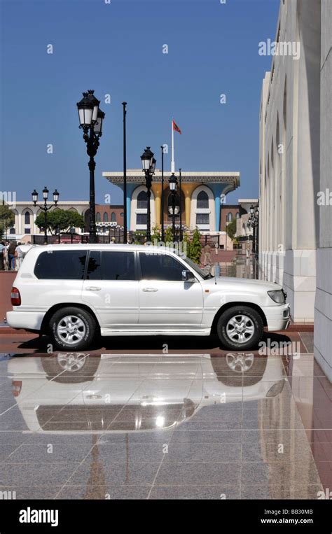 Muscat Oman Car Crosses Pedestrian Approaches To The Opulent Al Alam
