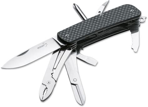 Boker Plus Tech Tool 5 Multi Tool Pocket Knife Carbon Fiber Handles Knifecenter 01bo824