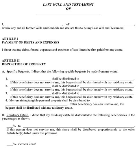Free North Carolina Last Will And Testament Forms Printable Pdf And Word