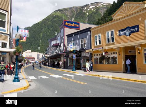 People Strawling The Streets Of Down Town Juneau The Capital Of Alaska