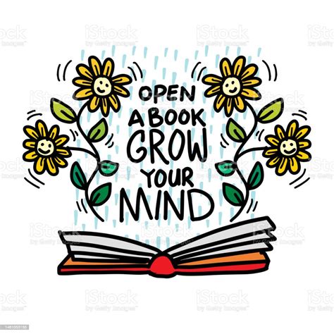Open A Book Grow Your Mind Hand Lettering Wall Art Poster For
