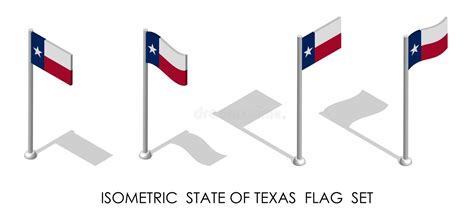 Isometric Flag Of American State Of Texas In Static Position And In