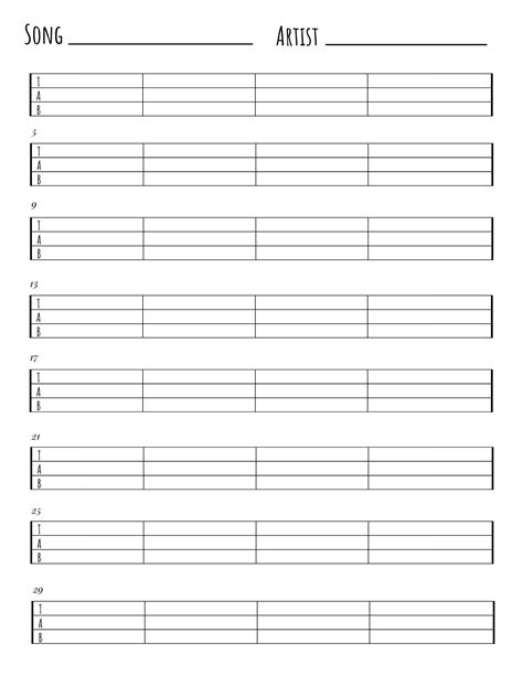 The Song Worksheet For Artists
