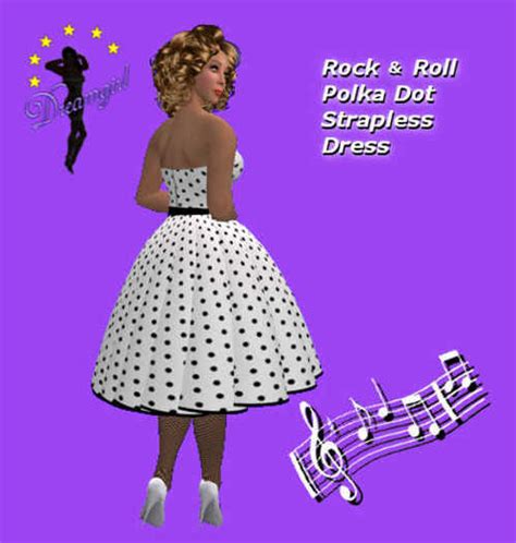 Second Life Marketplace Dreamgirl Polka Dot Dress Strapless