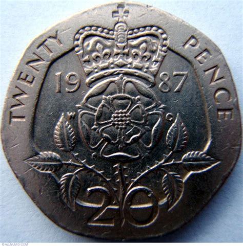 20 Pence 1987 Elizabeth Ii 1952 Present Great Britain Coin 2805