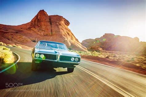 Driving Fast Through Desert In Vintage Hot Rod Car By Joshuaresnick