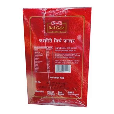 100gm Ramdev Red Gold Kashmiri Chilli Powder At Rs 110box Powdered