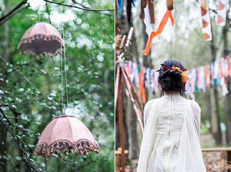 1970s Gypsy Bohemian Autumn Woodland Wedding Ideas Whimsical