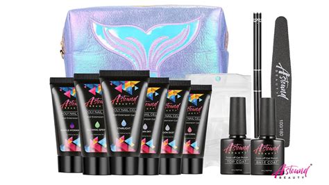 Astound Beauty Polygel Nail Kit With Shimmer Glow In The Dark And