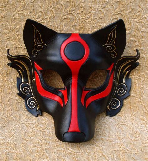 Leather Mask Made To Order Okami Wolf Mask Masquerade Etsy Wolf