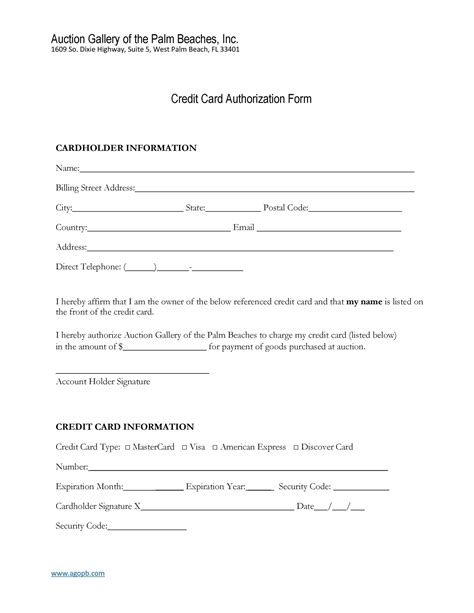 Free Credit Card Authorization Form Pdf Fillable Template