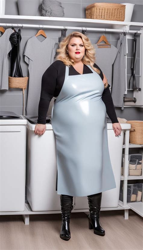 ssbbw in latex apron kleidung pvc schürze lack kleidung