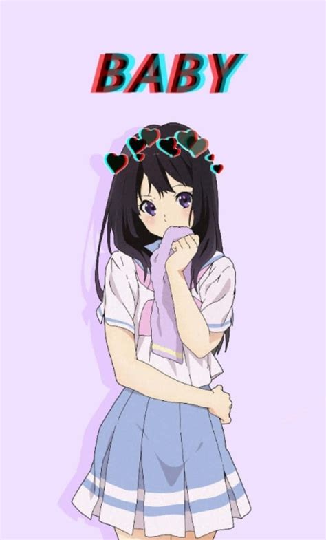 Download Pastel Cute Glitch Girl Simple Anime Wallpaper