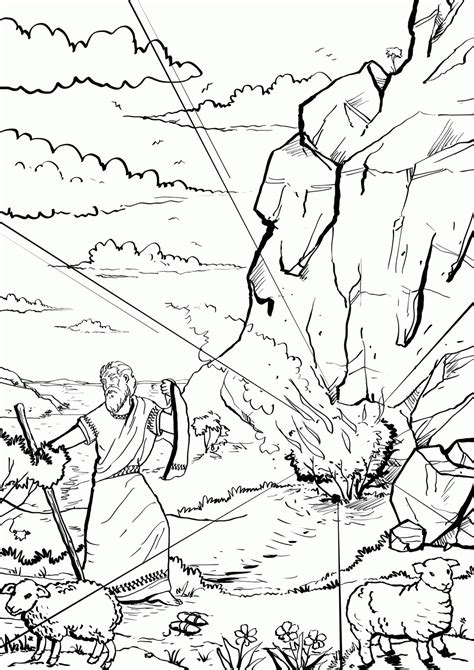 41 Moses And The Burning Bush Coloring Page Kizzierosalina