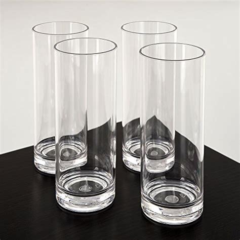 4 Highball Glasses Pcs 12 Oz Crystal Clear Plastic Straight Cup