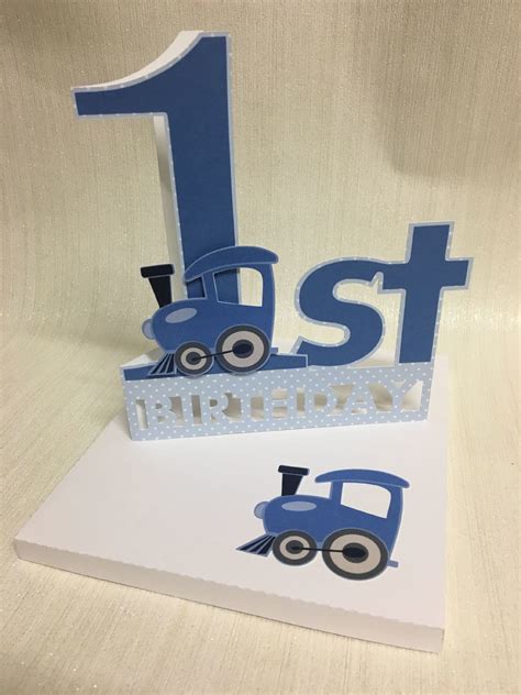 Shaped 1st Birthday Card With Train Detail And Card Box Svg And Fcm
