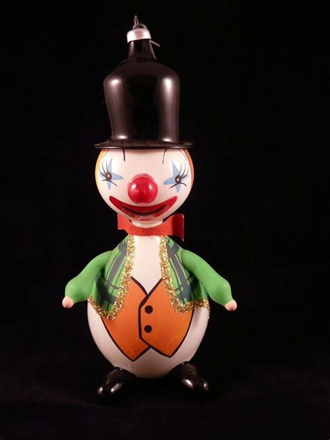Vintage Italian Blown Glass Figural Clown Christmas Ornament