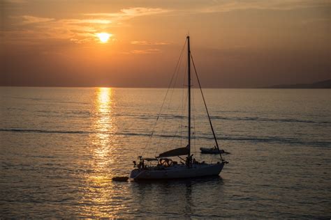 Free Images Sunset Sea Boat Sun Orange Relax