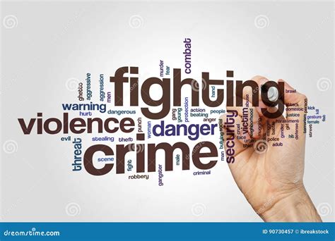 Fighting Crime Word Cloud Concept On Grey Background Stock Image
