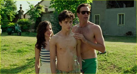 armie hammer tries to loosen up timothee chalamet in new call me by your name clip photo