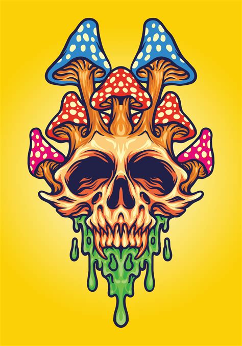Fungus Skull Psychedelic Melt Illustrations 3660562 Vector Art At Vecteezy