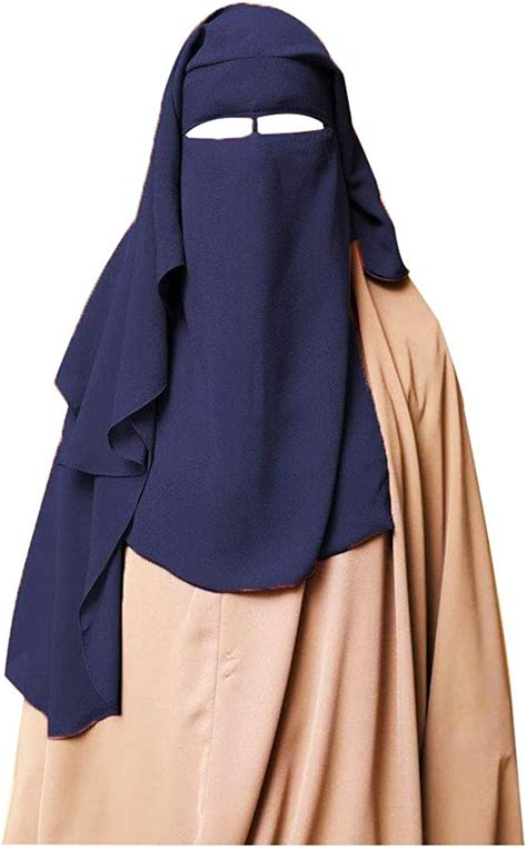 Long Saudi Niqab Nikab 3 Layers Burqa Hijab Face Cover Vei Lburka Naqaab Islam Dark