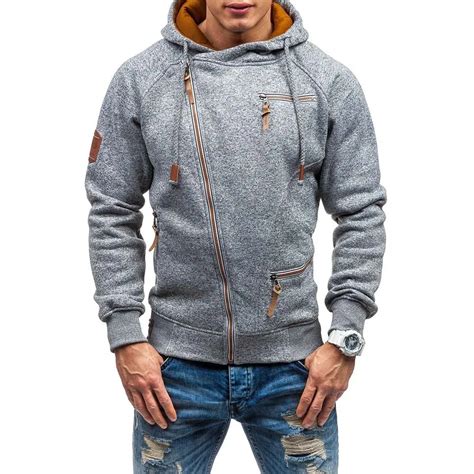 2018 New Autumn Fleece Hoodies For Men Fashion Solid Sweatshirts Zipper