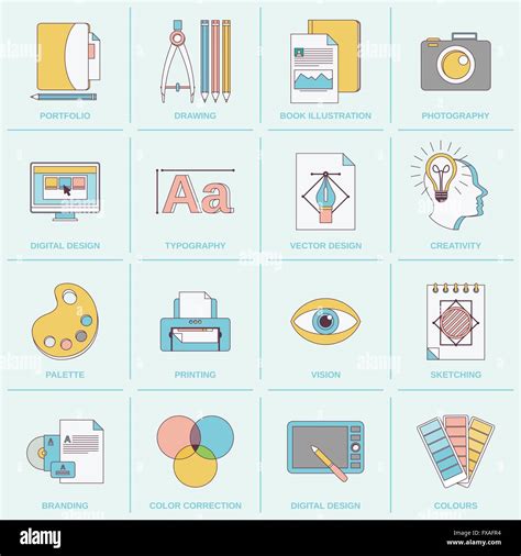 Graphic Design Icons Flat Line Stock Vector Image And Art Alamy