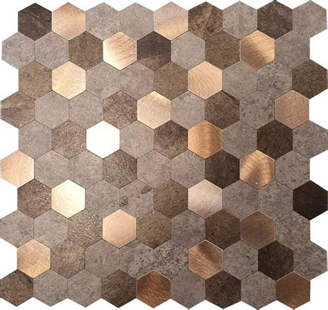 Zelfklevende Mozaiek Hexagon Koper Isodeco Steenstrips En Design