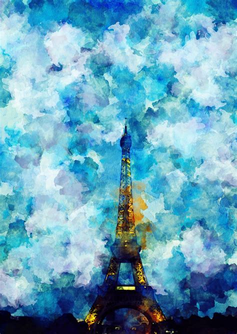Eiffel Tower Abstract Watercolour Painting Original Artwork Etsy