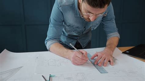 Architect Working On Blueprint With Spesial Stock Footage Sbv 333748009