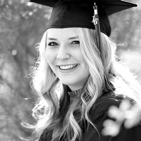 Black And White Senior Portrait In Cap And Gown Cap And Gown Senior