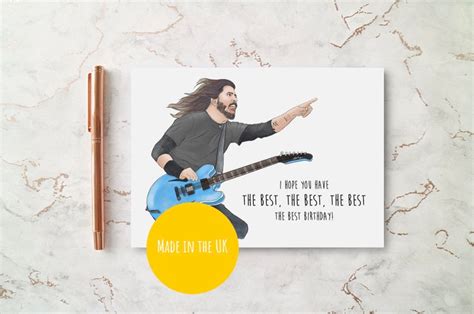Foo Fighters Dave Grohl Funny Birthday Card The Best Day Etsy