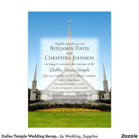 Customizable Dallas Temple Wedding Reception Invitations Lds
