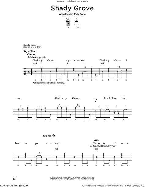 Song Shady Grove Sheet Music For Banjo Solo Pdf