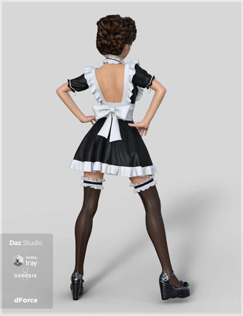 DForce French Maid Servant Outfit For Genesis 8 Female S Daz 3D