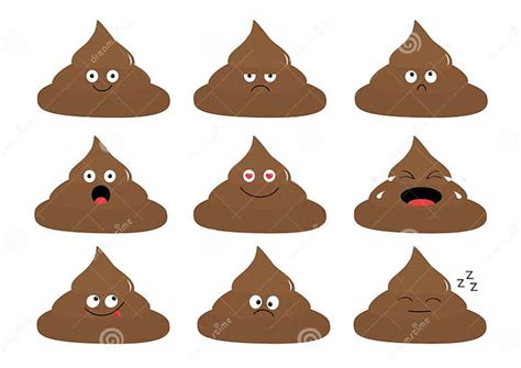 Cute Poop Emoji Set Funny Cartoon Characters Emotion Collection