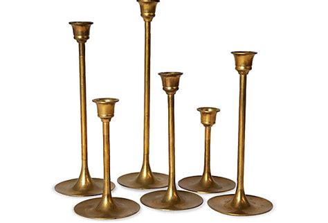 Vintage Brass Candlesticks Set Of 6 On 199