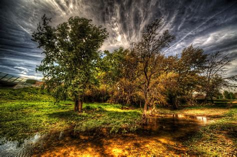 Spain Water Hdr Trees Grass Clouds Zaragoza Nature