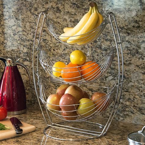 3 Tier Basket Fruit Vegetables Storage Kitchen Counter Top Stand Holder