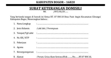 Surat Keterangan Domisili Rt Jakarta Surat Keterangan Domisili Syarat