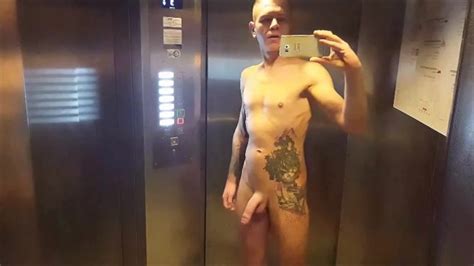 Total Risky And Full Exhibitionist Naked In Elevator And Hotel Smoking Lounge