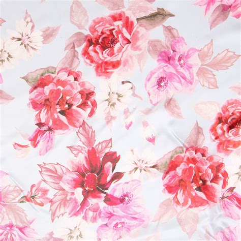 Pink Flower Silk Satin Mix Bloomsbury Square Dressmaking Fabric