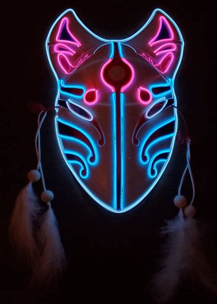 Kitsune Cosplay Neon Glow Mask Neon Culture