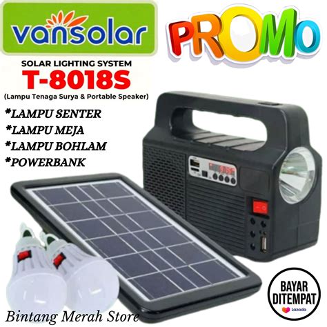 Solar Light Lampu Panel Surya Vansolar T S Dengan Bohlam Solar