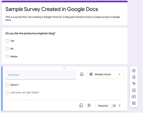 How To Create A Survey Using Google Docs The Productive Engineer