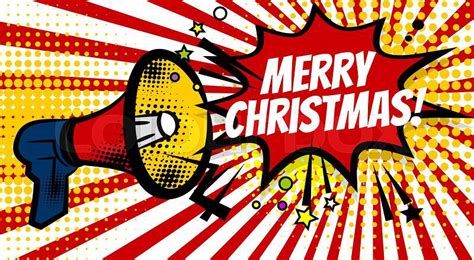 pop art advertising merry christmas december winter holiday message megaphone bullhorn comics